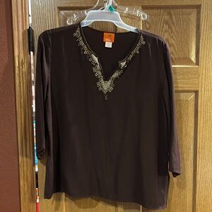 Brown Embellished Women's Top